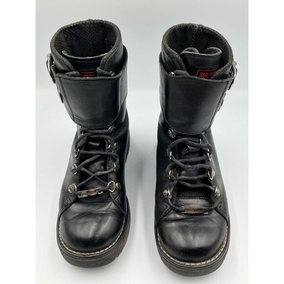 Harley Davidson Double Buckle Leather Lace Up Combat Riding Boot Womens Size 6 - Picture 3 of 14